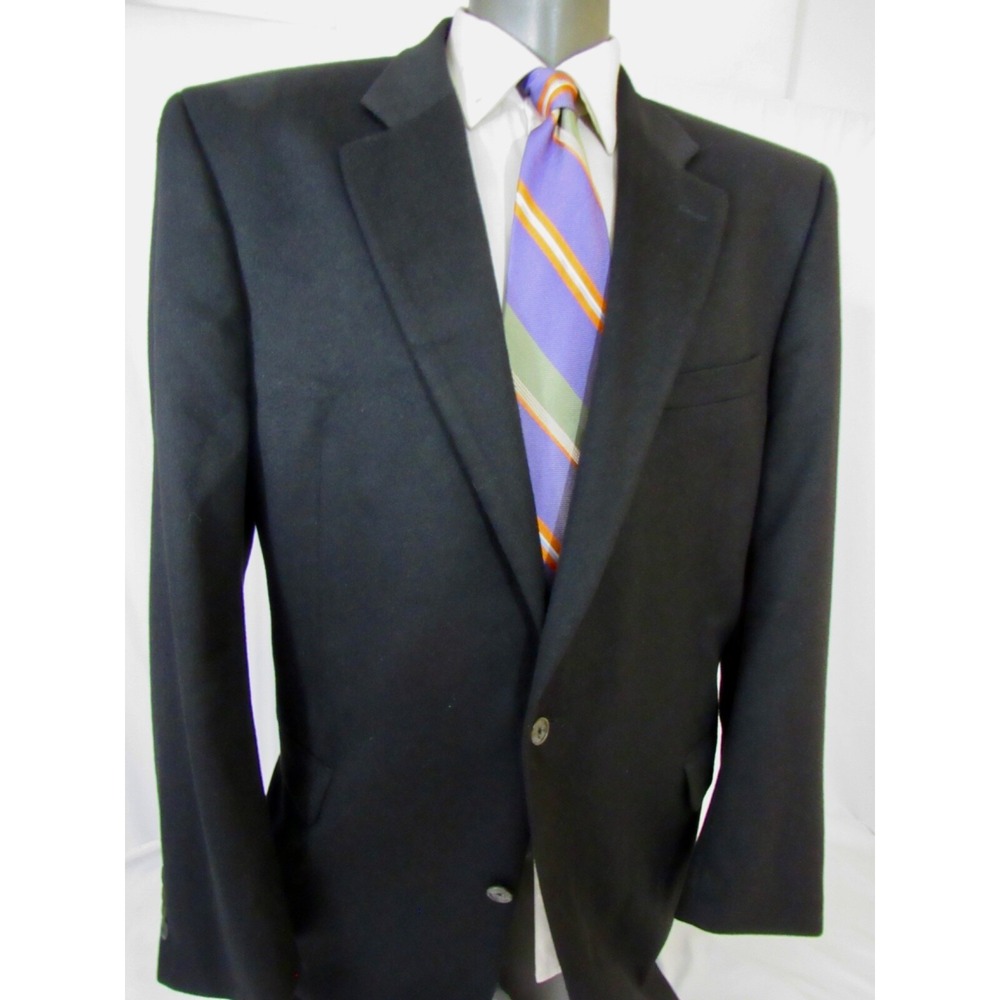 Jack Victor Classic 100% Cashmere Sport Coat Black 2 Button Men's‎ Size 48 XL